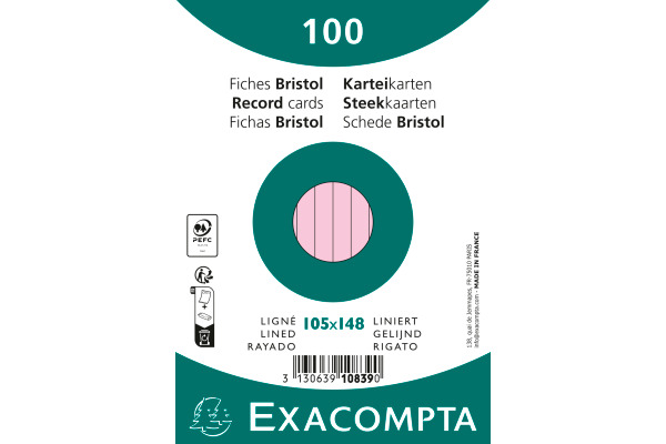 EXACOMPTA Karteikarten liniert A6 10839SE rosa 100 Stück
