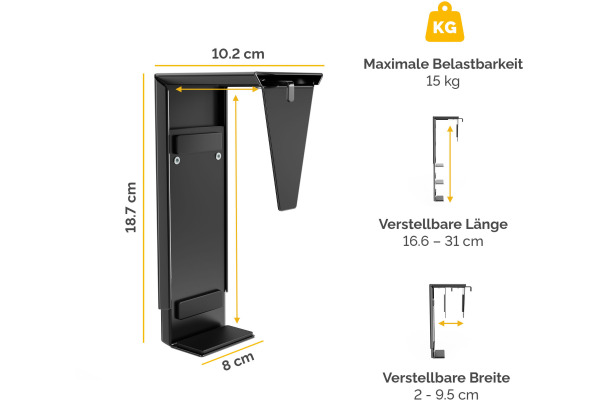 FELLOWES Thin Cli.Halterung untertisch 100136875 Schwarz – Bild 2