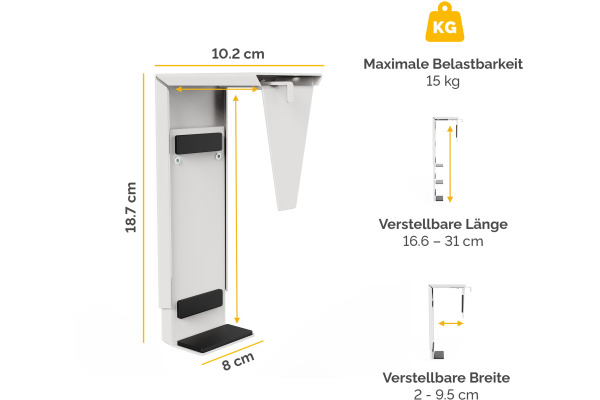 FELLOWES Thin Cli.Halterung untertisch 100136876 Weiss – Bild 2