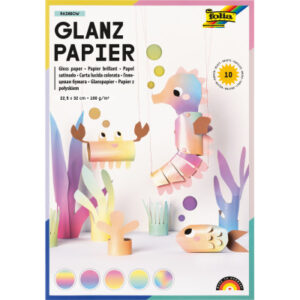FOLIA Glanzpapier Rainbow 22.5x32cm 766 100g, ass. 10 Blatt