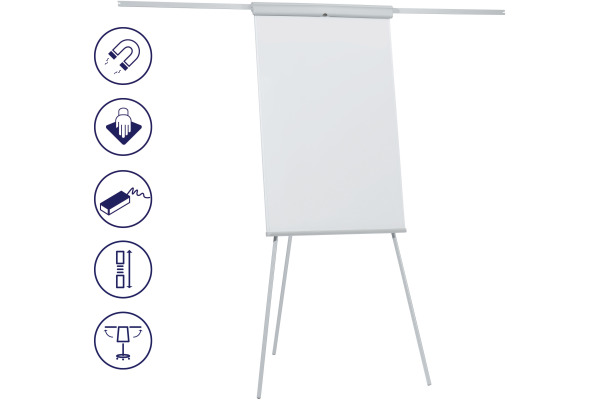 FRANKEN Flipchart X-tra!Line 68x105cm EL-FC22 hellgrau mit Seitenarmen – Bild 2