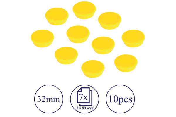 FRANKEN Magnete 32mm HM30 04 gelb 10 Stück – Bild 2