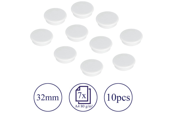 FRANKEN Magnete 32mm HM30 09 weiss 10 Stück – Bild 2