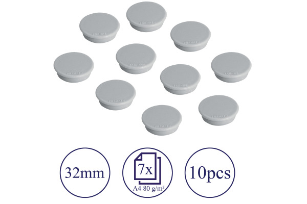 FRANKEN Magnete 32mm HM30 12 grau 10 Stück – Bild 2