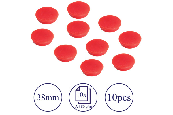 FRANKEN Magnete 38mm HM38 01 rot 10 Stück – Bild 2