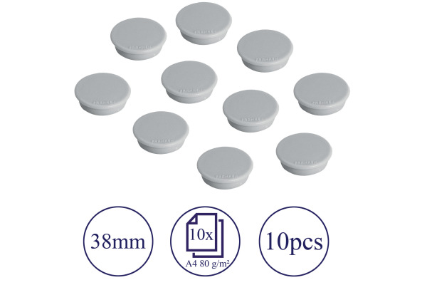 FRANKEN Magnete 38mm HM38 12 grau 10 Stück – Bild 2