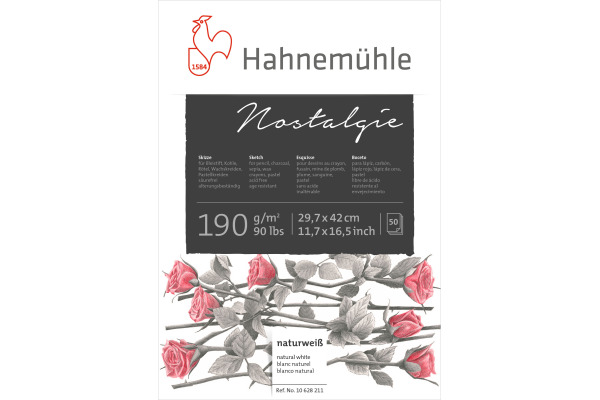 HAHNEMÜHL Skizzenblock Nostalgie A3 10628211 weiss, 190g 50 Blatt