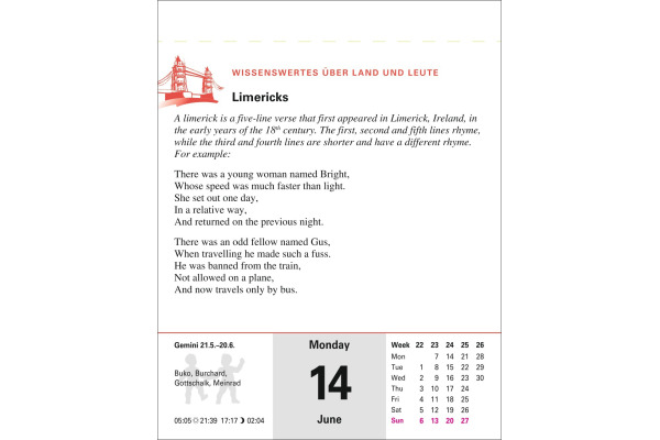 HARENBERG Abreisskalender 2027 211080027 Englisch DE, EN 12.5x16cm – Bild 2