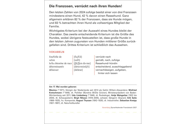 HARENBERG Abreisskalender 2027 211090027 Französisch DE, FR 12.5x16cm – Bild 3