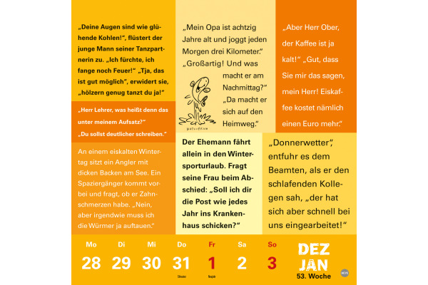 HEYE Kalender Witze fürs Klo 2027 1373+27 1W/1S DE 17.5x17.5cm – Bild 2