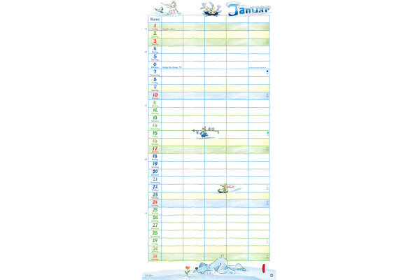 HEYE Familienplaner H. Heine 2027 1586+27 1M/1S DE 5 Spalten 21x45cm – Bild 2