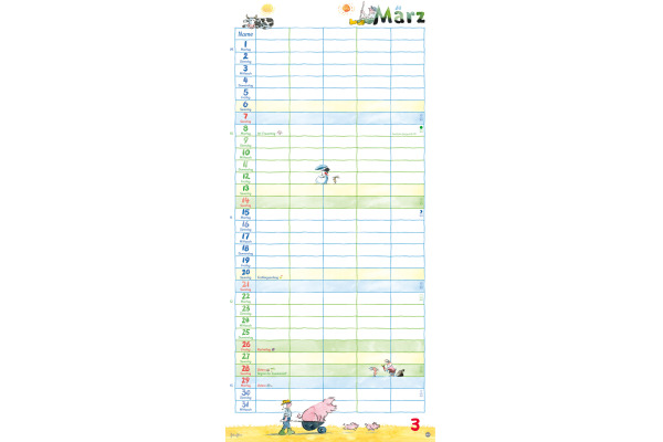 HEYE Familienplaner H. Heine 2027 1586+27 1M/1S DE 5 Spalten 21x45cm – Bild 4