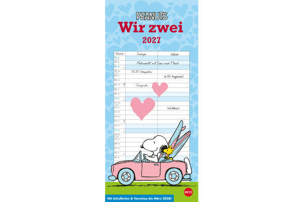 HEYE Planer für zwei Peanuts 2027 21302+27 1M/1S DE 2 Spalten 16x34.7cm