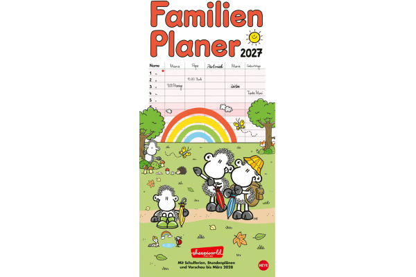 HEYE Familienplaner Sheepworld 2027 22343+27 1M/1S DE 5 Spalten 21x45cm