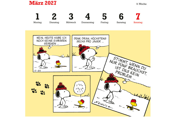 HEYE Postkartenkal. Peanuts 2027 22963+27 1W/1S DE 16.5x17.7cm – Bild 2