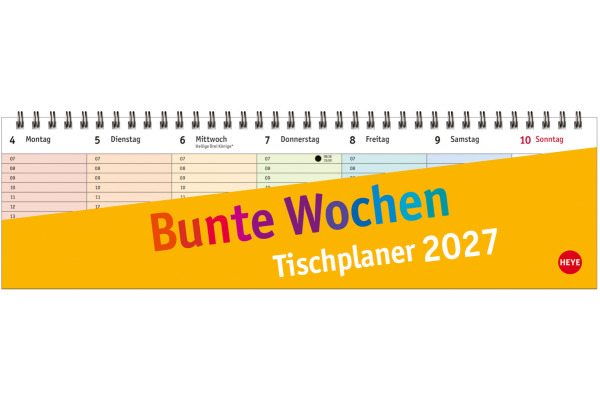 HEYE Tischplaner Bunte Wochen 2027 23321+27 1W/1S DE 32.5x9.3cm