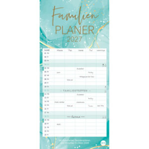 HEYE Familienplaner Watercolor 2027 23447+27 1M/1S DE 5 Spalten 21x45cm