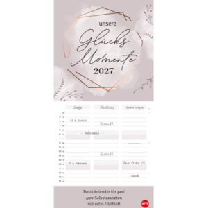 HEYE Kreativ-Planer für zwei 2027 23532+27 Glücksmomente 21x45cm