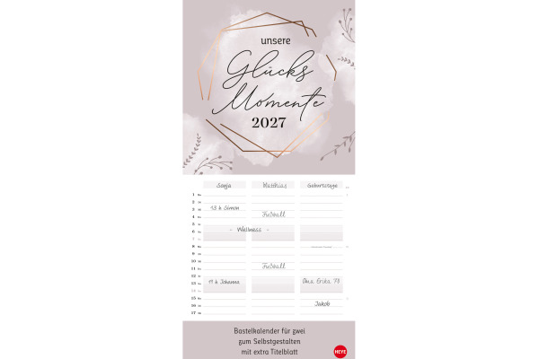 HEYE Kreativ-Planer für zwei 2027 23532+27 Glücksmomente 21x45cm