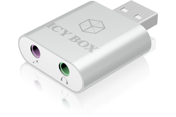 ICY BOX Head- & Microphone Adapter IBAC527 2x 3.5 mm jack to usb 2.0 – Bild 2