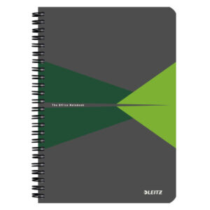 LEITZ Spiralbuch Office Card A5 44580055 grün, kariert 5mm 80 Blatt