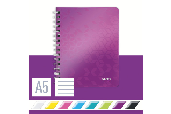 LEITZ Spiralbuch WOW PP A5 46390062 violett, liniert 80 Blatt – Bild 4