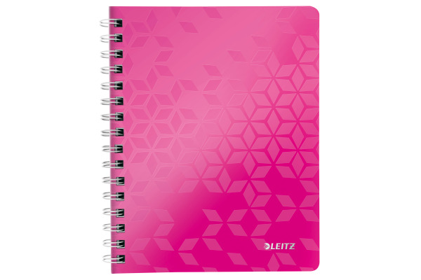 LEITZ Spiralbuch WOW PP A5 46410023 pink, kariert 5mm 80 Blatt