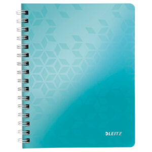LEITZ Spiralbuch WOW PP A5 46410051 eisblau, kariert 5mm 80 Blatt