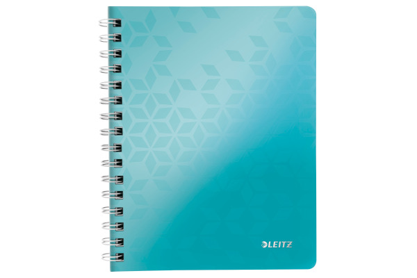 LEITZ Spiralbuch WOW PP A5 46410051 eisblau, kariert 5mm 80 Blatt