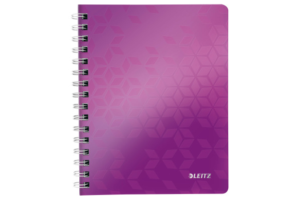 LEITZ Spiralbuch WOW PP A5 46410062 violett, kariert 5mm 80 Blatt