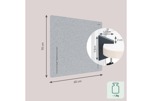 LEITZ Trennwand Leitz ERGO 60x70cm 61220085 grau, höhenverstellbar – Bild 4
