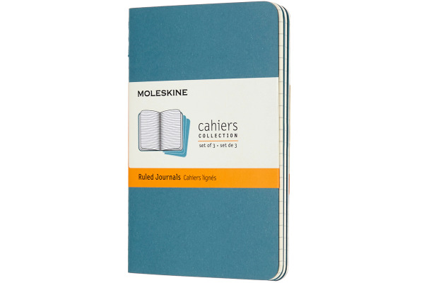MOLESKINE Notizheft Cahier 3er Set A6 647629582 blau, liniert 64 Blatt