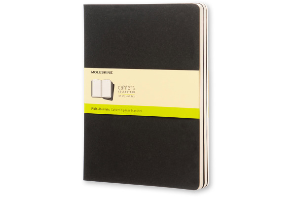 MOLESKINE Notizheft Cahier XL 25x19cm 705038 blanko, schwarz 3 Stück