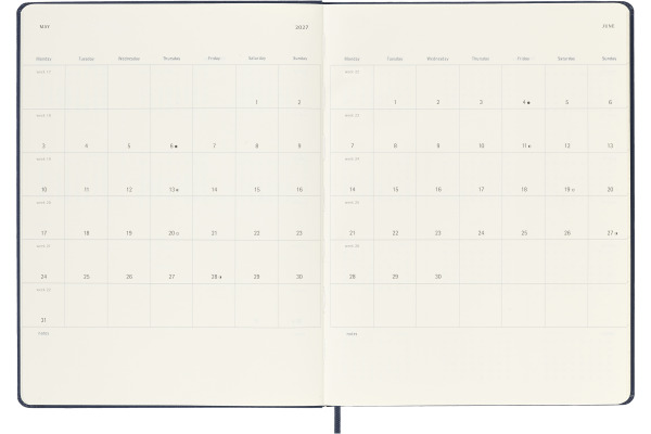 MOLESKINE Agenda Classic X-Large 2027 DHB2012WN 1W/1S saphir HC 19x25cm – Bild 3