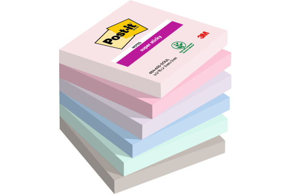 POST-IT Super Sticky Notes 76x76mm 6546SSSOU Soulful 4 Farben 6 x 90 Blatt