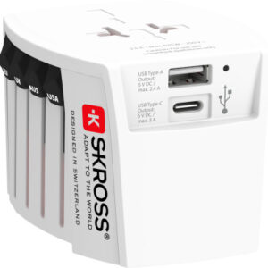 SKROSS World Travel Adapter 1.302967 MUV USB AC (CH Version)