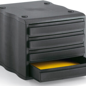 STYRO Schubladenbox styrowave 248-8500 schwarz 4 Fächer