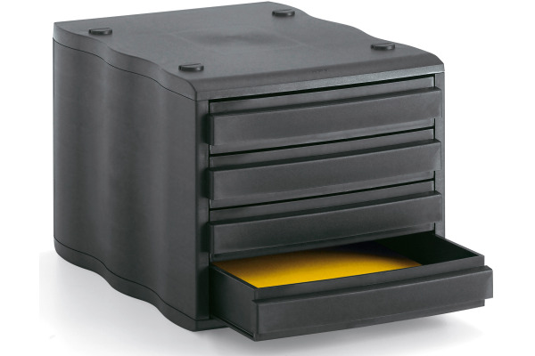 STYRO Schubladenbox styrowave 248-8500 schwarz 4 Fächer