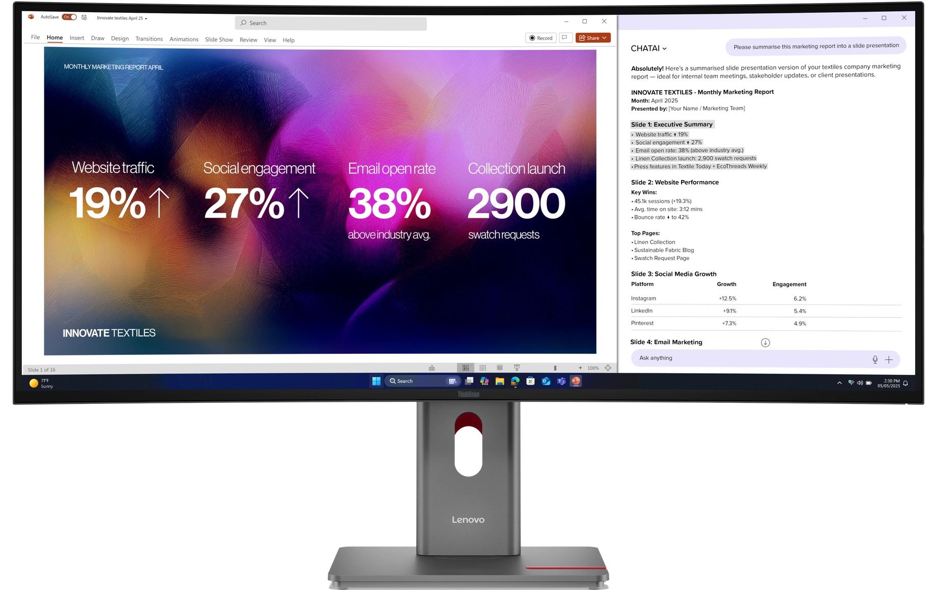 Lenovo Monitor ThinkVision P40WD-40 39.7 ", 5120 x 2160 (IPS, Thunderbolt 4, DisplayPort, HDMI, RJ45)