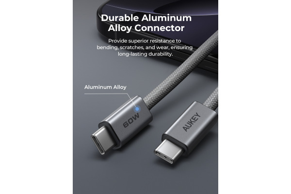AUKEY Cable USB-C-to-C CB-DCC061 60W 1.0M Braided – Bild 4
