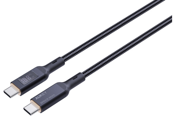 AUKEY Cable USB-C-to-C,LCD Display CB-MCC102 1.8m,Nylon Braided, 100W,Bl.