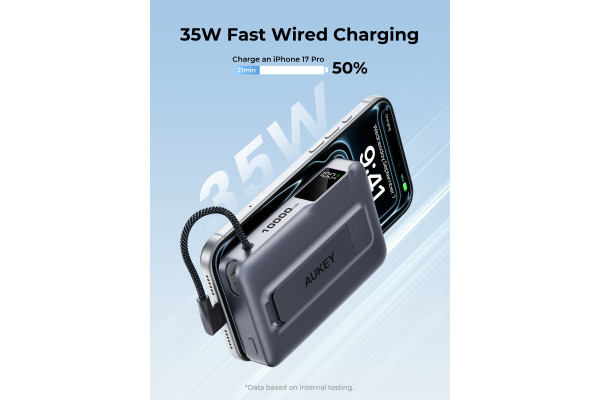 AUKEY MagFusion PB Vista Mix,10K PB-MS24 Qi2.2, Wireless,Magnetic – Bild 3
