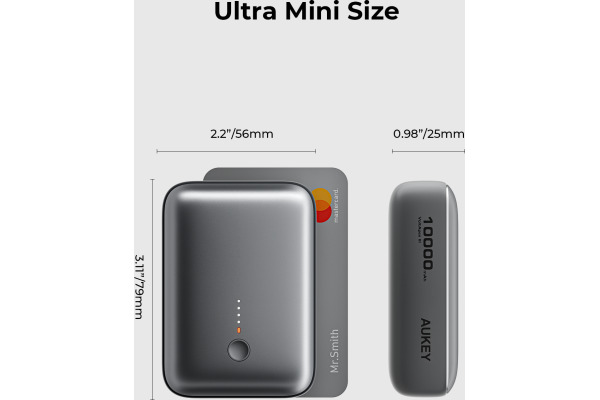 AUKEY Spark Mini 10000, 20W, PD,QC PB-Y55 GR Powerbank,Gray,USB-C,USB-A – Bild 4