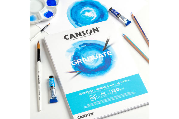 CANSON Aquarellblock Graduate A4 400110374 weiss, 250g 20 Blatt – Bild 2