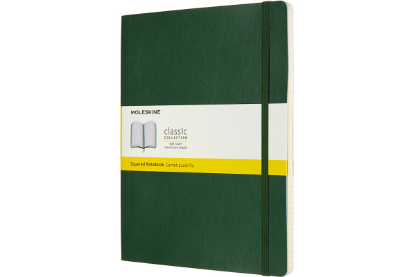MOLESKINE Notizbuch Classic SC XL 853600073 grün, kariert 5mm 96 Blatt