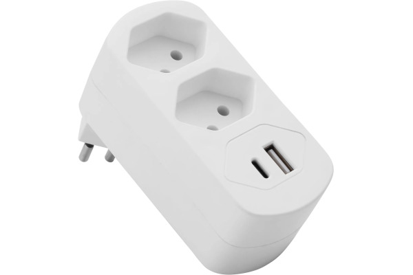 SCHOENENB Mehrfachstecker, drehbar 85.598.2W USB PD 30W weiss