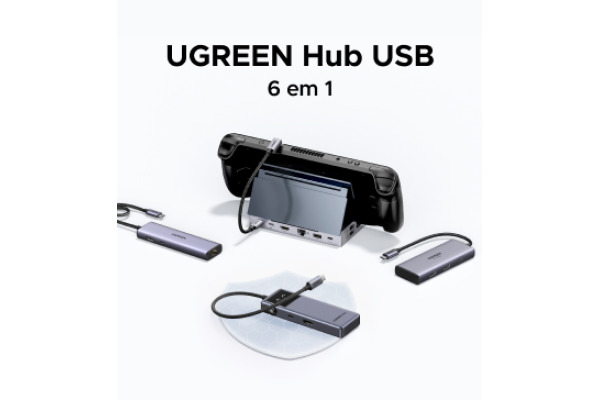 UGREEN Hub 6-in-1, 2x USB-A 3.0 15852 USB-C 3.0,2xHDMI, PD – Bild 4