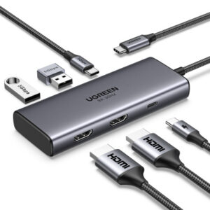 UGREEN Hub 6-in-1, 2x USB-A 3.0 15852 USB-C 3.0,2xHDMI, PD