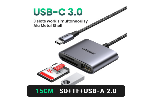 UGREEN Card Reader USB-C 3.0,SD,TF 80798 USB-A 2.0, BB – Bild 2