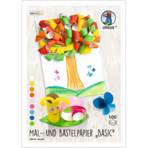 URSUS Mal-, und Bastelpapier A4 1764699 80g, 9 Farben ass. 100 Blatt